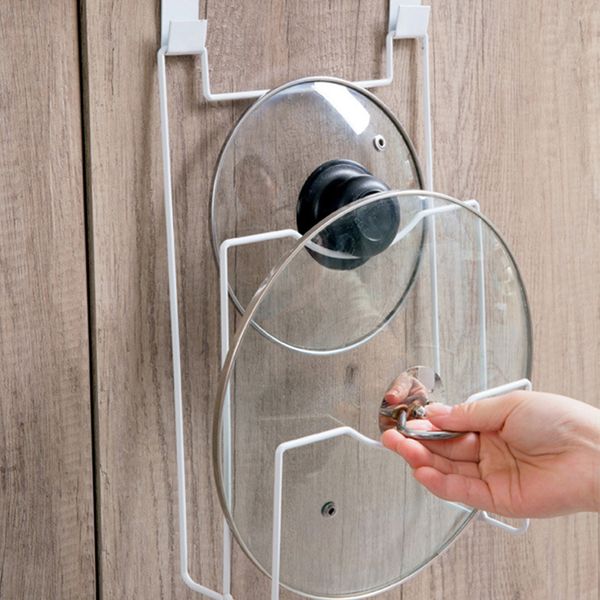 2019 Kitchen Door Organizer Pot Lid Rack Metal Spoon Holder