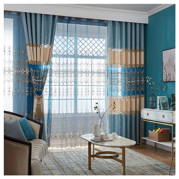 

nordic simple modern stitching embroidery semi-shading curtains for living dining room bedroom
