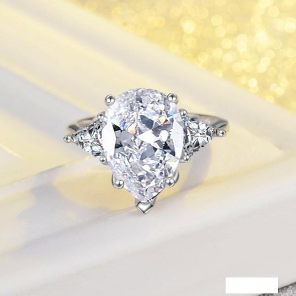 

ms s925 pure silver european and american classical mosaic teardrop-shaped zircon hollow out marriage engagement ring jewelry