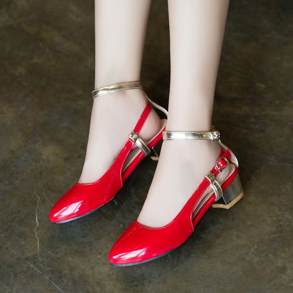 

big size ladies high heels women shoes woman pumps a woman with pointed thick heels and single shoes, Black