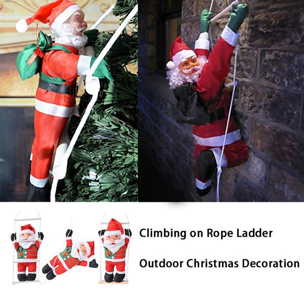 

60cm christmas pendant santa claus climbing rope ladder swing window hanging christmas party home decorations