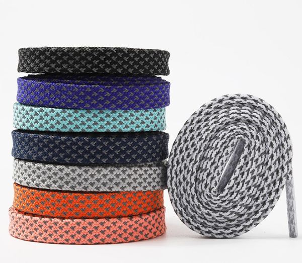 

2020 new flat double layer reflective shoelaces 8mm wide runner weave tape glowing shoe laces women men shoe string cordones, White;pink