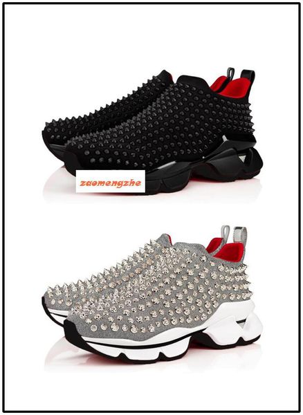 

дизайнер spike носок sneaker мужчины женщины хлопок повседневная обувь роскошные кружевные коренастый плоские пятки сша 7, Black