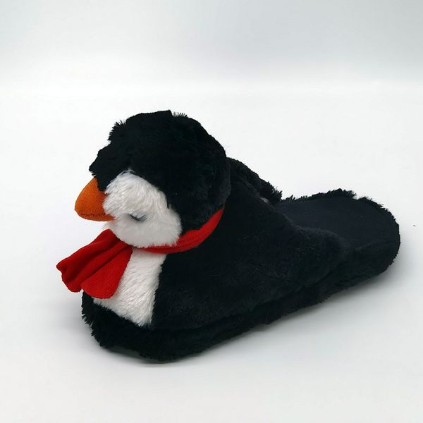

slippers penguin thick hard bottom shoes warm winter lovers home floor plush flat indoor special custom, Black