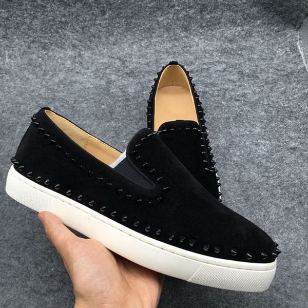

new wholesale luxury wedding casual shoes men sneakers party spikes shoes red bottom boat shoes low sets size: 35-46, Black
