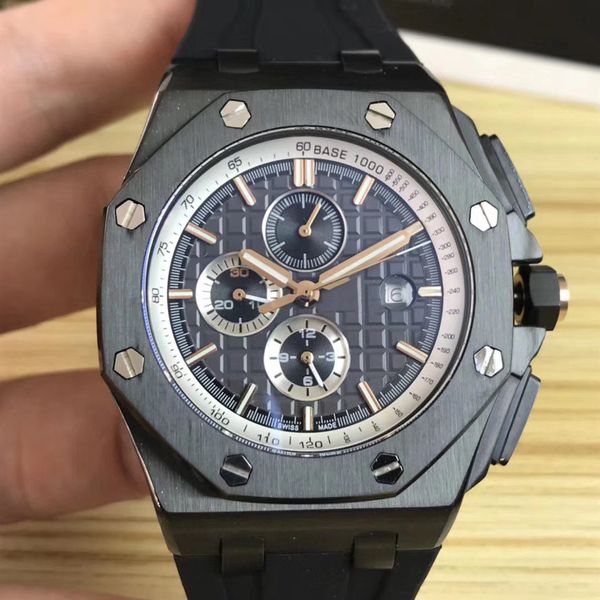 

fashion luxury mens autoamtic movement mechanical watches black rubber strap wrist watches 42mm mens sports watch, Slivery;brown