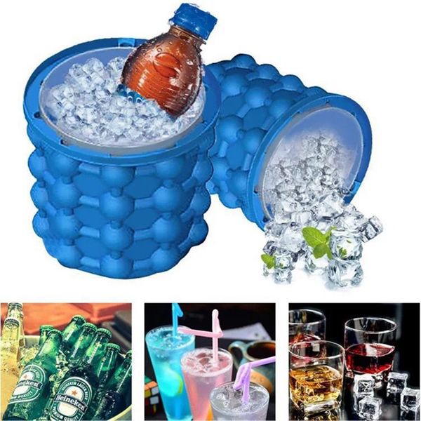 

large silicone ice bucket & mold for er with lid ice cube maker portable 5.7x5.3" (2 in 1) space saving ice cube maker molds