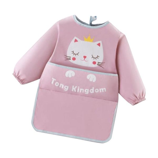 

cartoon kids apron for painting school smock for painting boy's and girl's portable long sleeve waterproof child art apron, Blue;gray