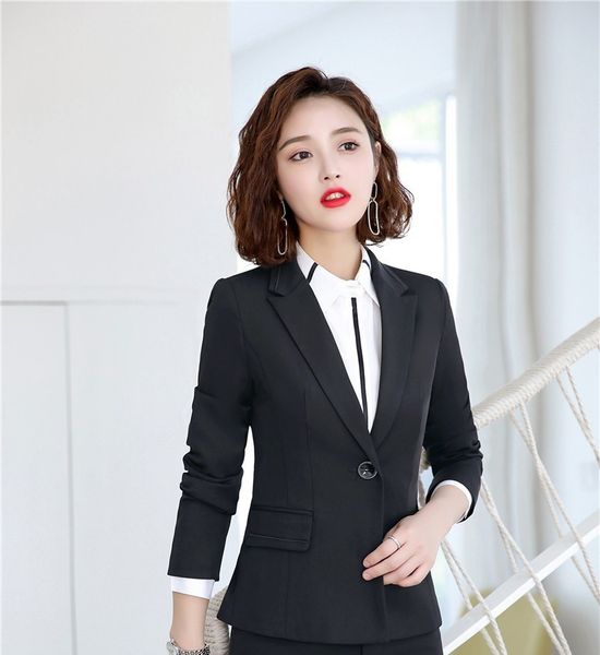 

новинка черный равномерный дизайн формальные блейзеры куртки пальто для женщин бизнес рабочая одежда стили дамы верхняя одежда топы blaser, White;black