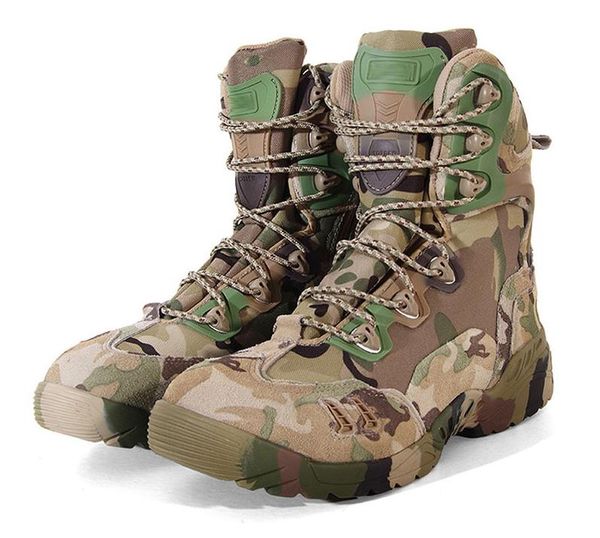 

outdoor camouflage hiking shoes boots army desert military tactical boots shoes waterproof anti-skid combat boots high/low, Black
