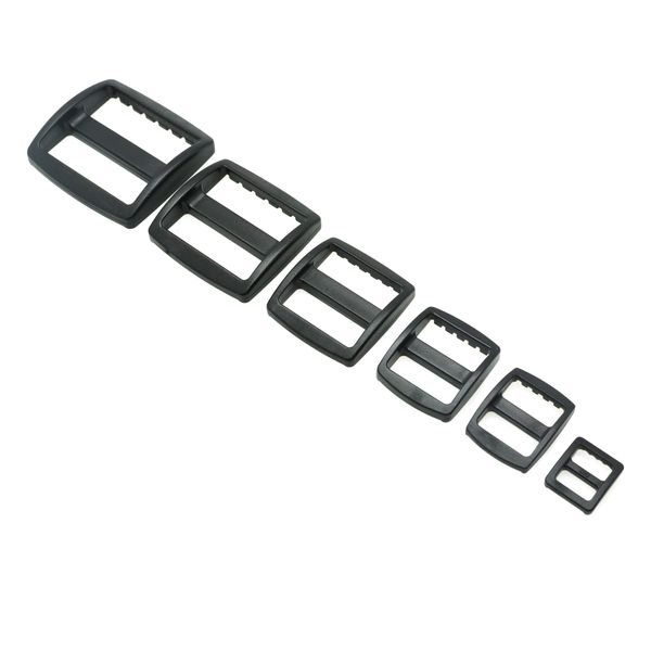 

100pcs/lot plastic slider tri glide adjust buckles wider style backpack straps black