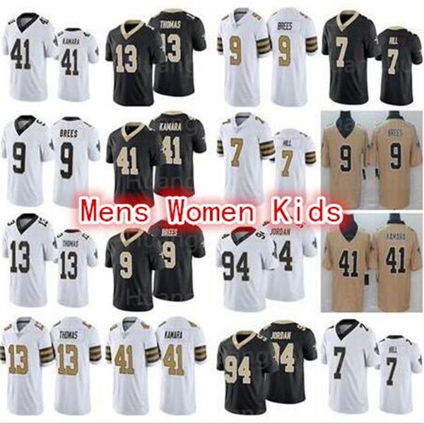 

9 drew brees jersey 41 alvin kamara 13 michael thomas 23 marshon lattimore 7 taysom hillÂ men women youth kids 94 cameron, Black;red