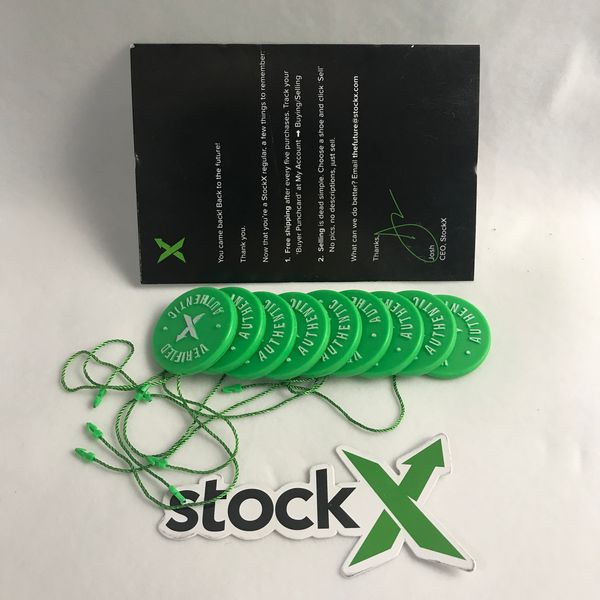 

2019 mclaosi stock x code sticker green circular tag plastic shoe buckle stockx verified x authentic green stock tags, White;pink
