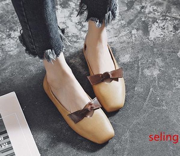 

ll18 popular womens fashion comfortable shoes style ladies flat shoes leather soft soles shoes with box