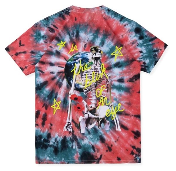 

new travis scott astroworld skeleton tie dye short sleeve t shirts hip hop men women aw summer style casual cotton tee s-xl, White;black