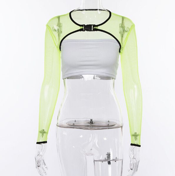 

womens designer clothing womens designer t shirts women ladies summer long sleeve sheer tee party crop cover t green drop shipping, White