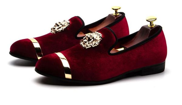 

men brown velvet dress shoes prom men smoking slipper party and wedding loafers blue red black mens slip-on big size 7-12