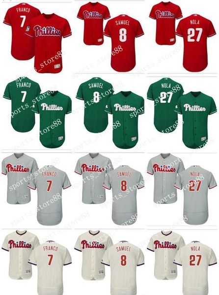 

обычай мужчин женщин молодежи филлис джерси # 7 maikel franco 8 juan samuel 27 аарон нола главная красный черный серый белый детские девушки, Blue;black