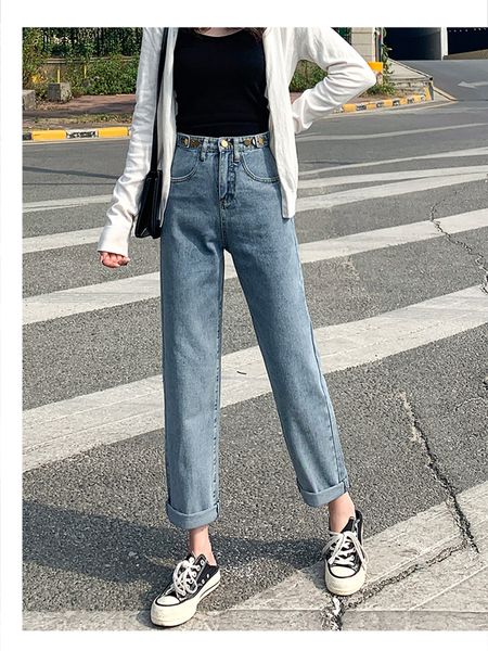 

orchid grey female straight jeans loose nine minutes of pants, Blue