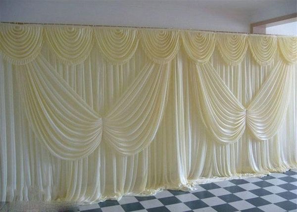 3mx6m White Ice Silk Wedding Backdrop Curtain Angle Wings Sequine
