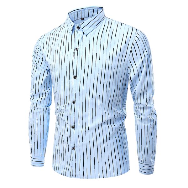 

men shirt 2019 men's new striped men's long sleeve shirt casual, White;black