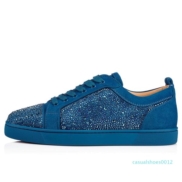 

2018 fashion men casual shoes rhinestone stud sneakers male party red bottom men black leather sneakers red sole glitter party shoe c12