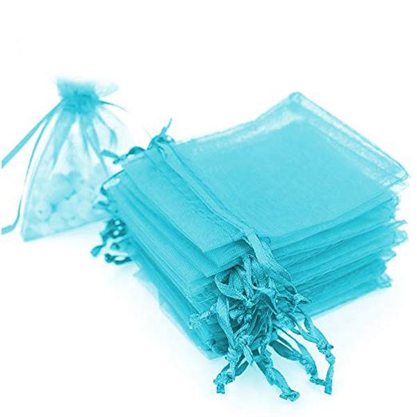

2019 7x9cm 100pcs organza gift candy sheer bags mesh jewelry pouches drawstring bulk for wedding party favors christmas 3"x4", Pink;blue