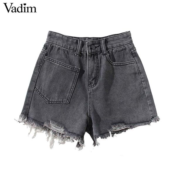 

vadim women basic denim shorts tassels pockets zipper female casual fashion chic shorts pantalones cortos sa106, White;black