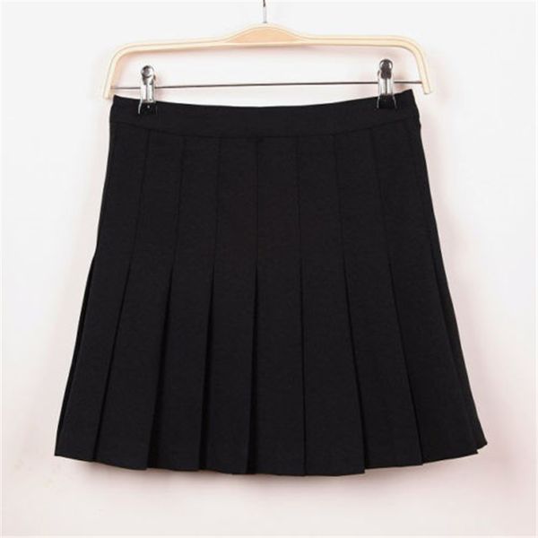 

women lady high waist plain skater flared pleated short mini skirt shorts comfortable skirt 2colors, Black