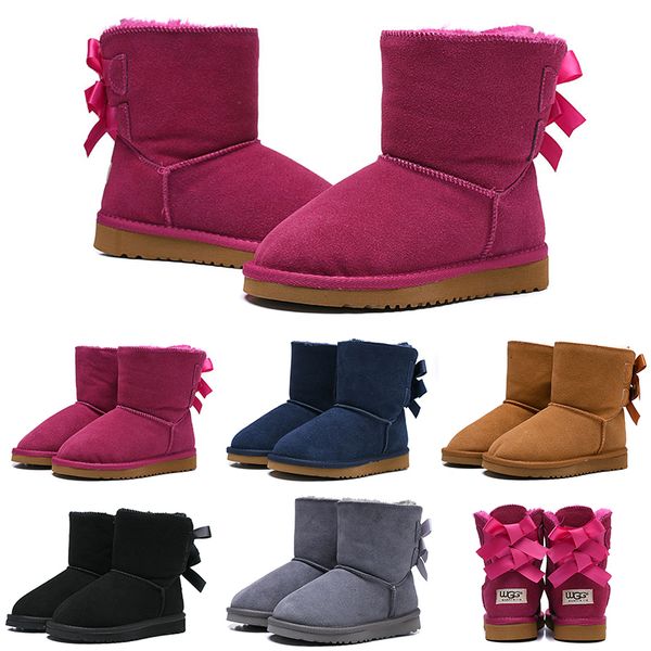 

fashion kids boots wgg australian classic snow designer boots girl boy children bailey bow shoes ankle winter booties 26-35 keep warm