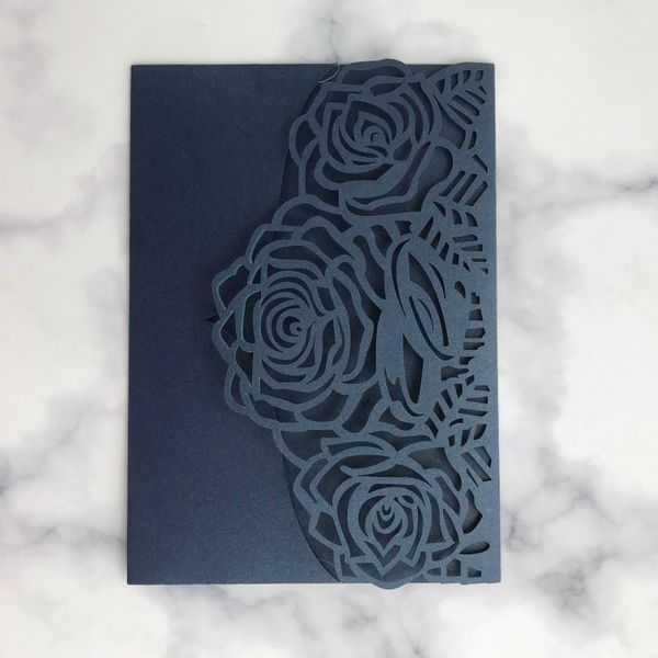 

50шт hollow laser cut свадебные приглашения карты engagements marry празднование приглашение карты pearl конверт blessing карты, Black