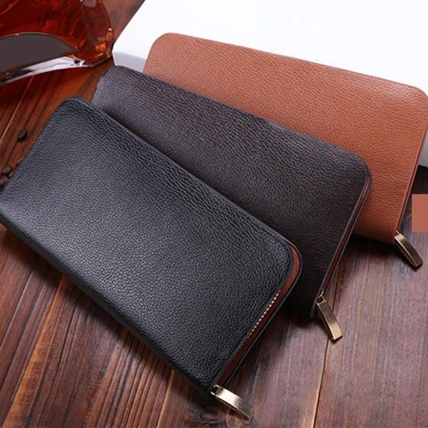 

leather man wallet concise money bag huge capacity thin coin purse coin card holder fashion 2019 male long handbags male clutch, Red;black