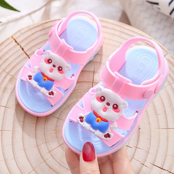 

kids shoes summer new cute cartoon printing pvc soft sole flat heels slippers toddler baby boys girls beach sandals for children, Black;red