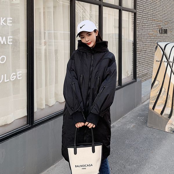

autumn winter tide women fashion cotton down jacket hoodie long parkas warm jackets female white black winter coat clothes