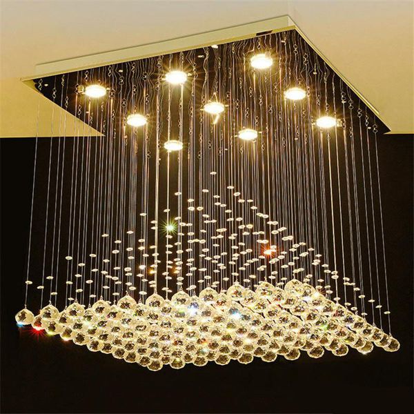

square crystal chandelier lighting led crystal ceiling light fixtures living room dinning room rain drop crystal lamps