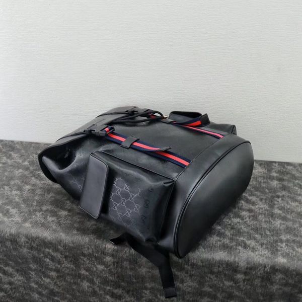 

2020 men's bag casual women leather bag fashion backpack schoolbag trend middle school college wind multiple pockets, Black;red