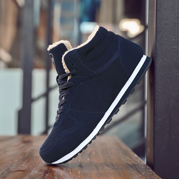 

fashion men snow boots winter warm fur men boots lace up ankle male footwear casual shoes suede warm shoes hx-122, Black