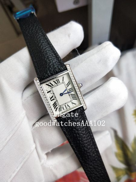 

latest version wristwatches w1018355 white dial tank series vk quartz chronograph working ladies leather strap bands watch women's watc, Slivery;brown