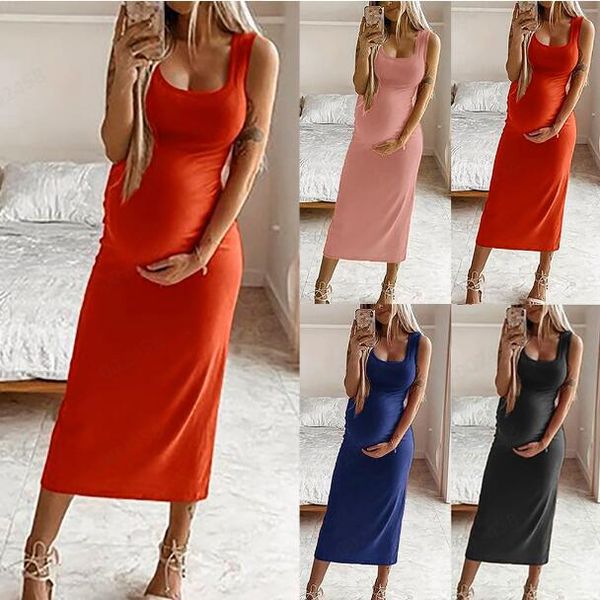 

summer new fashion maternity dress big belly women personality comfortable cool large size pregnant women dress, White