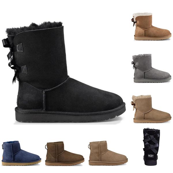 

with socks fashion australia boots for women classic ankle short bow fur boot snow winter triple black chestnut women shoes