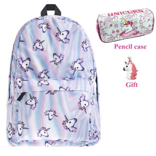 

fashion unicorn 3d printing backpack schoolbags for teenage girls sac a dos women bookbag travel bags bolsa feminina mochila