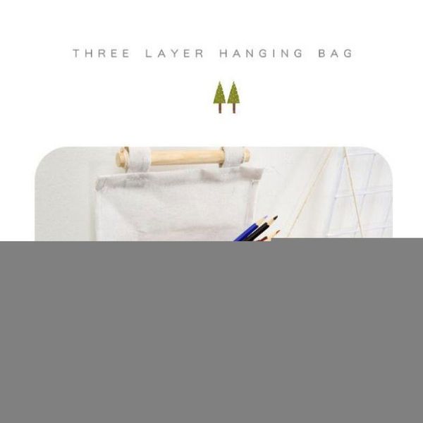 

3 pockets fabric wall mounted storage bag closet organizer clothes hanging storage bag children room pouch home decor