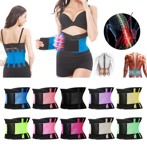 

calofe 2019 women adjustable lumbar support belt multicolor back waist brace support belt fitness waistband for men 1pc, Black;gray