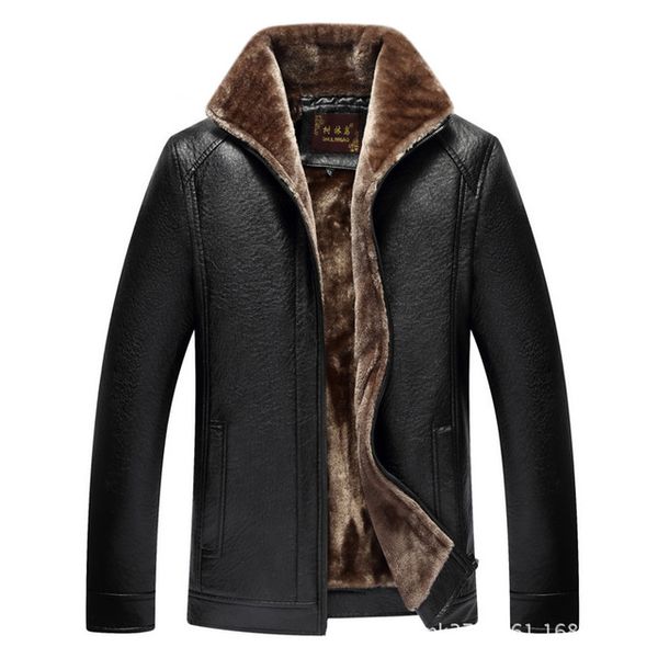 

fashion motorcycle leather jacket men autumn winter leather jackets, Black