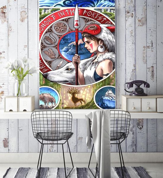 

self-adhesive] 3d princess mononoke 171253426 japan anime wall paper mural wall print decal murals