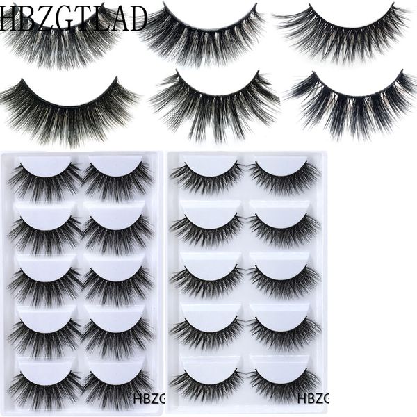 

5 pairs 3d mink hair natural cross false eyelashes long messy makeup fake eye lashes extension make up beauty tools maquiagem