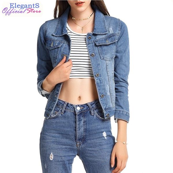 

jean jackets women denim jacket coat female frayed pattern casual windbreaker pocket ripped vintage autumn winter outwear 2019, Black;brown