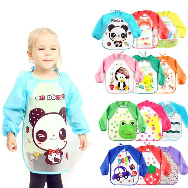 

fashion cute cartoon animals baby bibs long sleeve apron smock soft feeding waterproof colorful children bib burp clothes