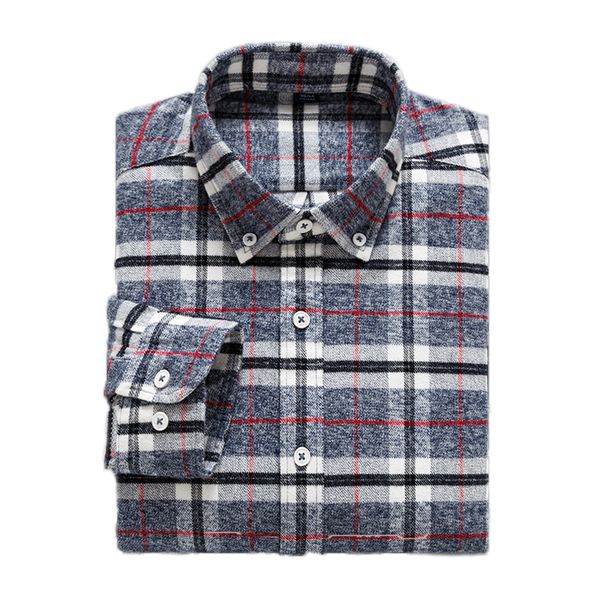 

aoliwen brand men 2020 spring men's plaid shirt men's shirt long sleeve casual lapel casual style fit, White;black