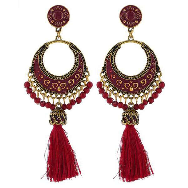 

retro drip tassel pendant earrings european and american fashion ethnic earrings, Silver